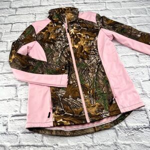 Donner Mountain Realtree Zip Up Jacket Women's Small Pink Long Sleeve High Neck